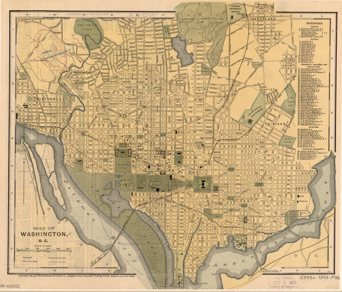 This old map of Map of Washington, D.C from 1893 was created by  Northrup Company in 1893