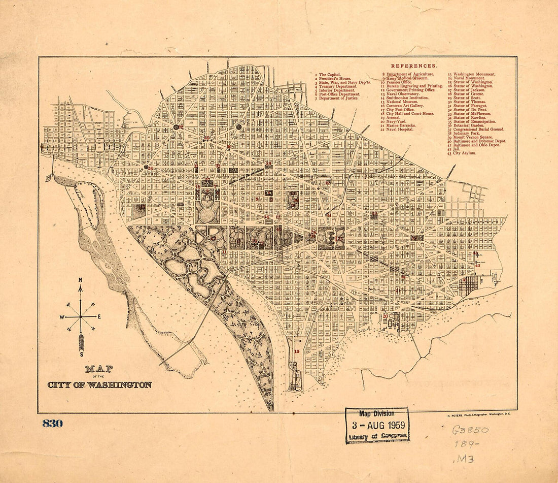 This old map of Map of the City of Washington from 1890 was created by N. (Norris) Peters in 1890