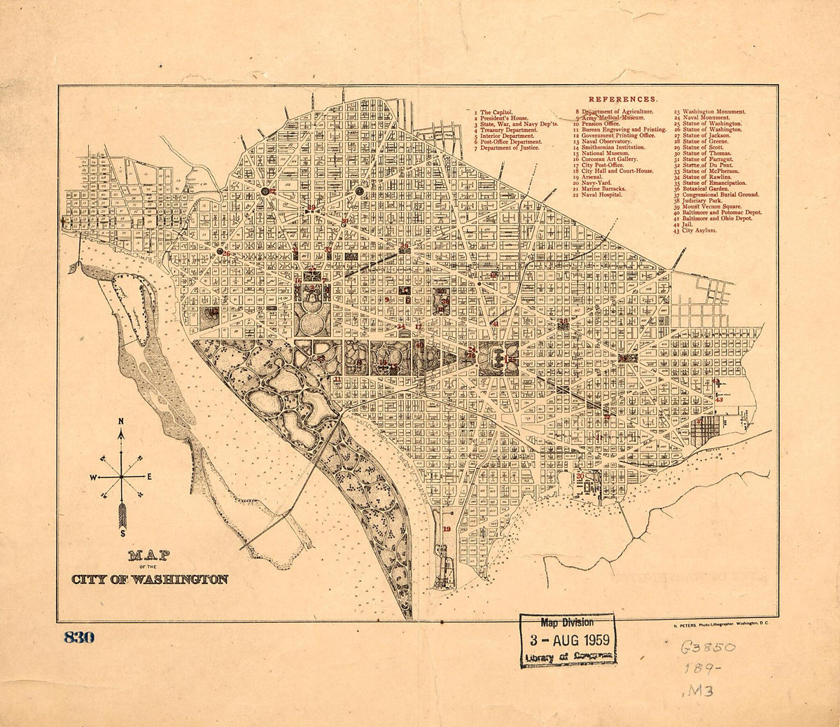 Map of the City of Washington 1890 by Relic Map Company