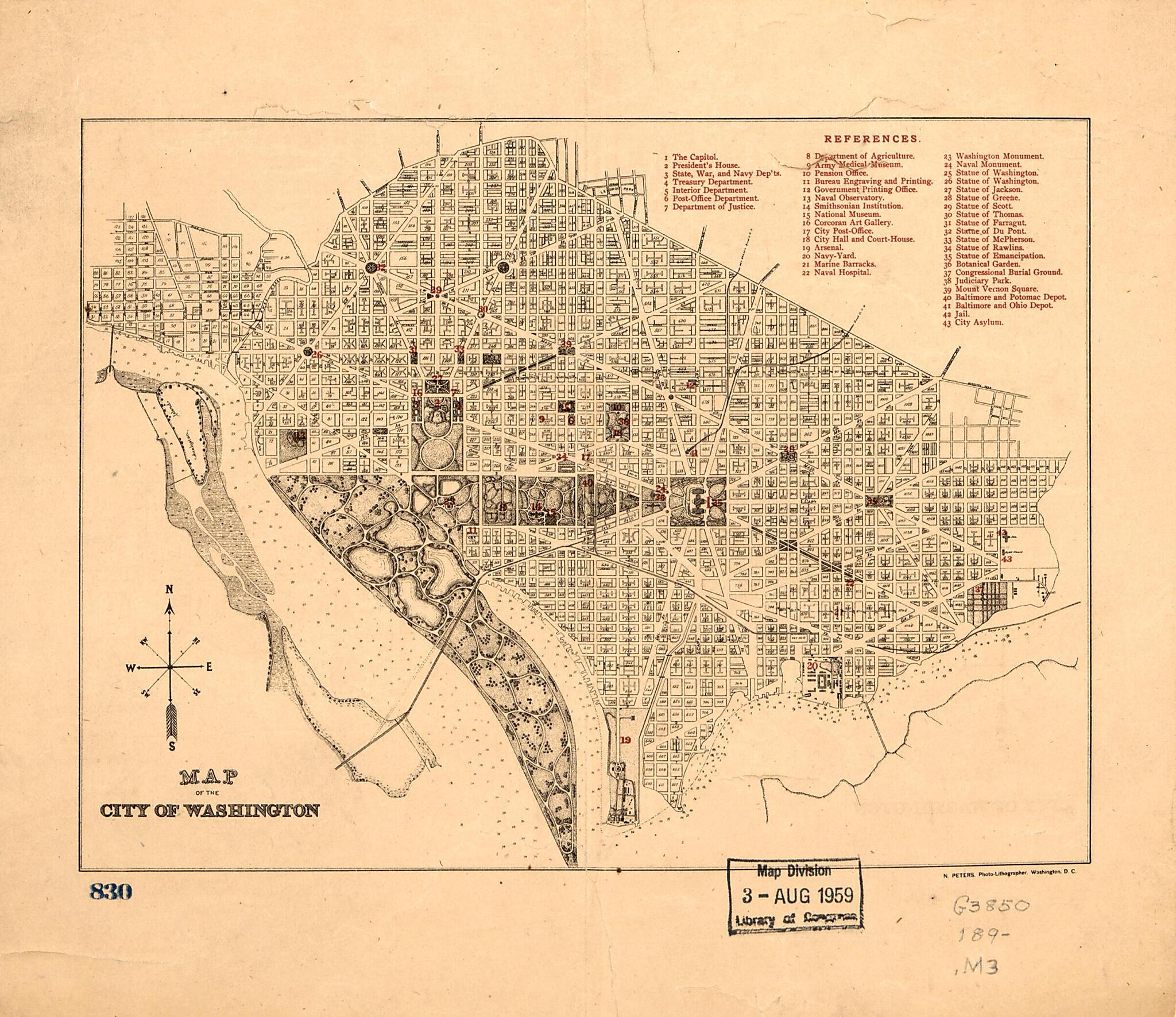 This old map of Map of the City of Washington from 1890 was created by N. (Norris) Peters in 1890