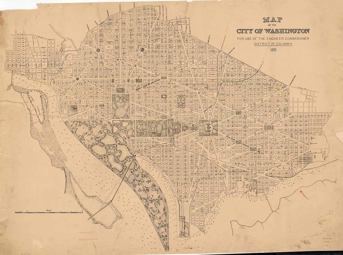 This old map of Map of the City of Washington : for Use of the Engineer Commissioner, District of Columbia from 1883 was created by  Office of the Engineer Commissioner D.C. in 1883