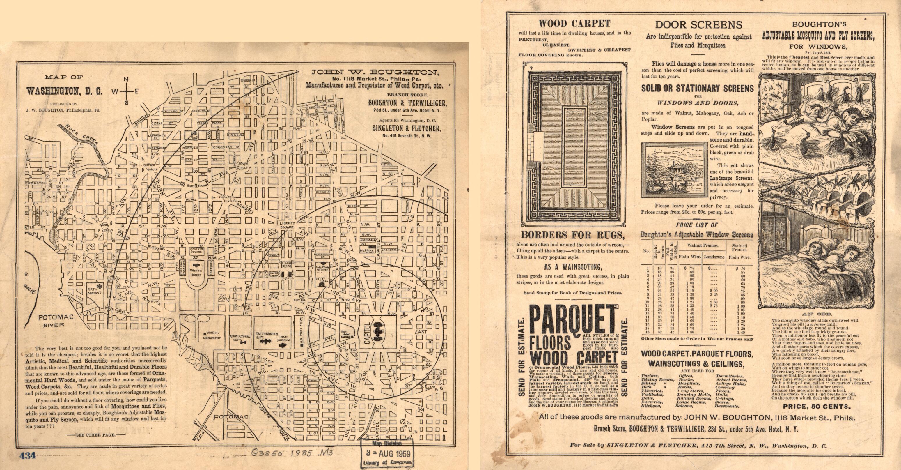 This old map of Map of Washington, D.C from 1885 was created by J. W. (John W.) Boughton in 1885