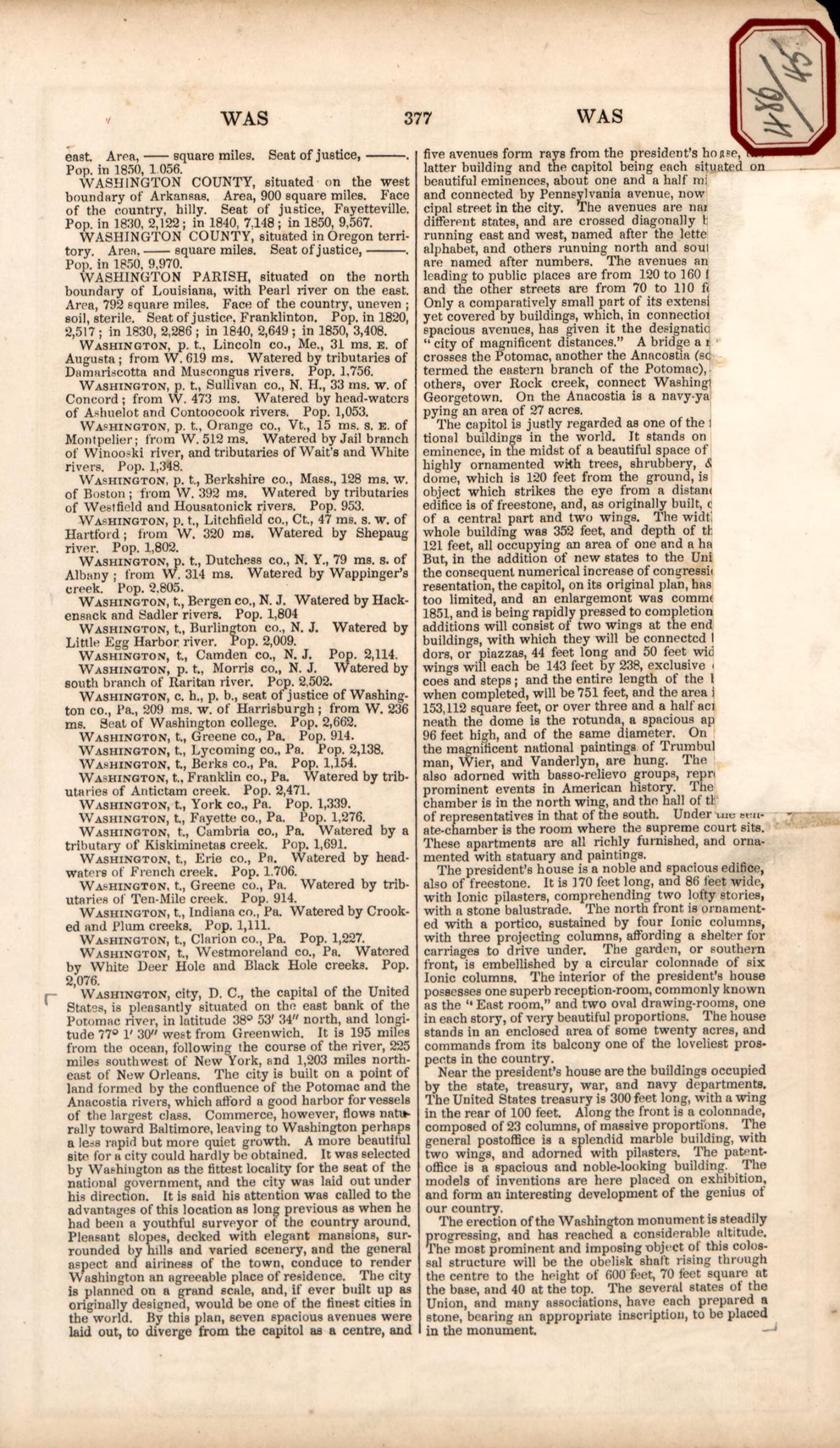 This old map of Washington from 1853 was created by Fanning &amp; Co Phelps in 1853