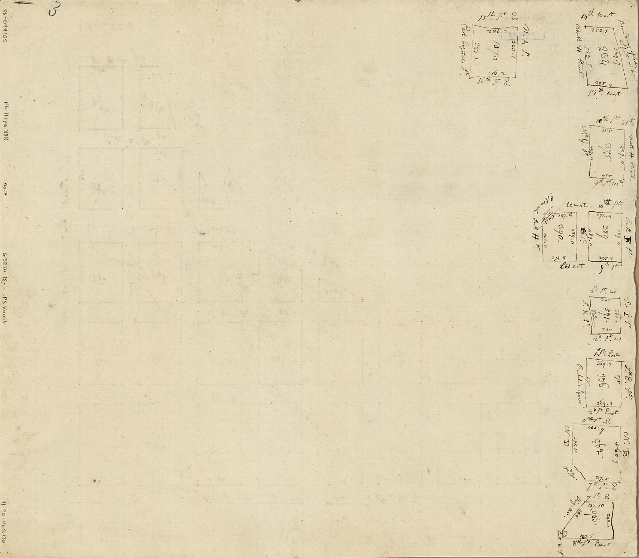 This old map of Plan of the Squares of the Eastern Extreme of the City of W. : Washington D.C. from 1800 was created by  in 1800