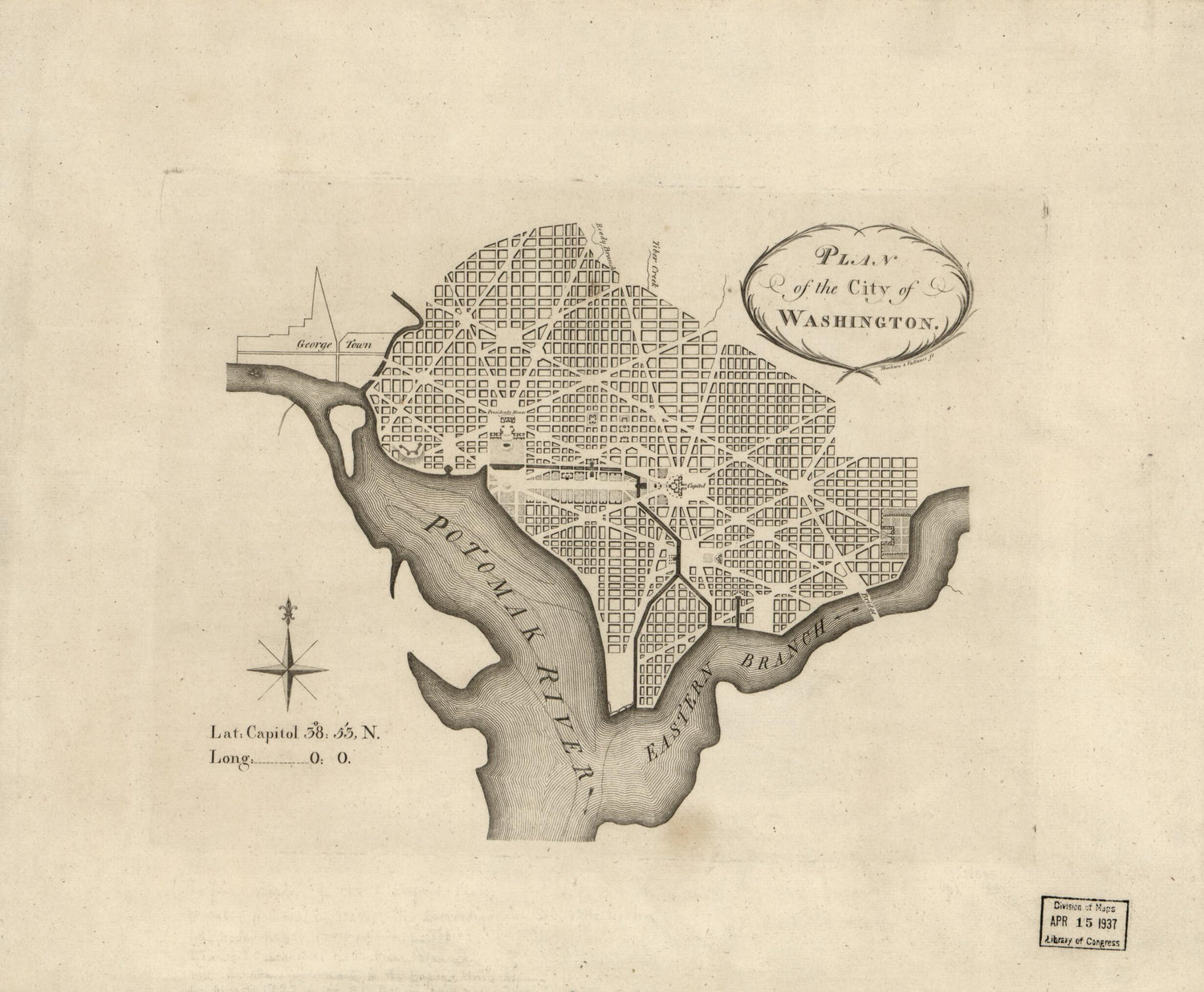 This old map of Plan of the City of Washington from 1794 was created by Pierre Charles L&