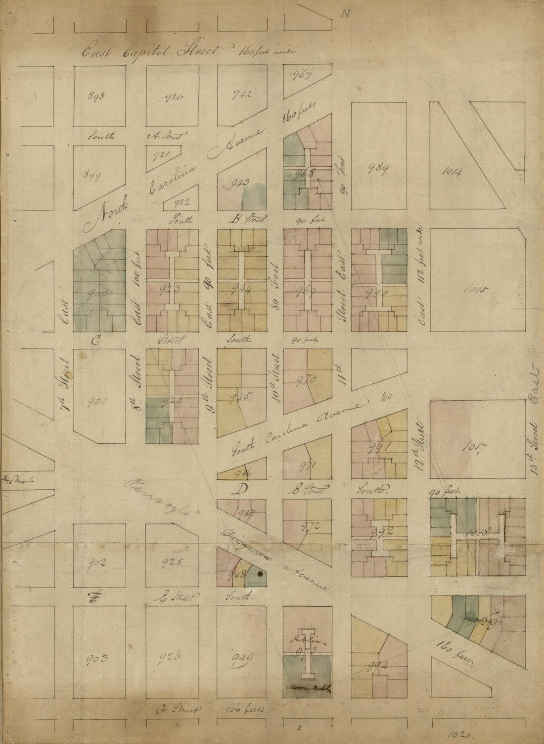 This old map of 5th Plan, from 7th East to 13th Street and G Street South to East Capitol Street : S.E. Washington D.C. from 1794 was created by  Association of the Oldest Inhabitants of the District of Columbia, Henry C. Gauss, Rt. (Robert) King in 1794