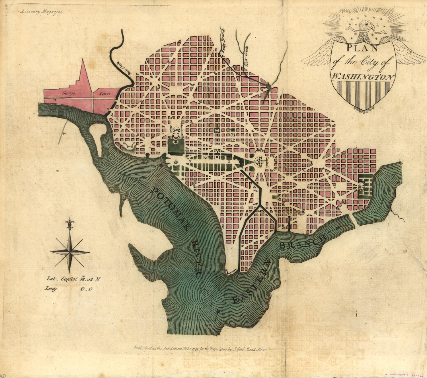 This old map of Plan of the City of Washington from 1793 was created by J. Good in 1793