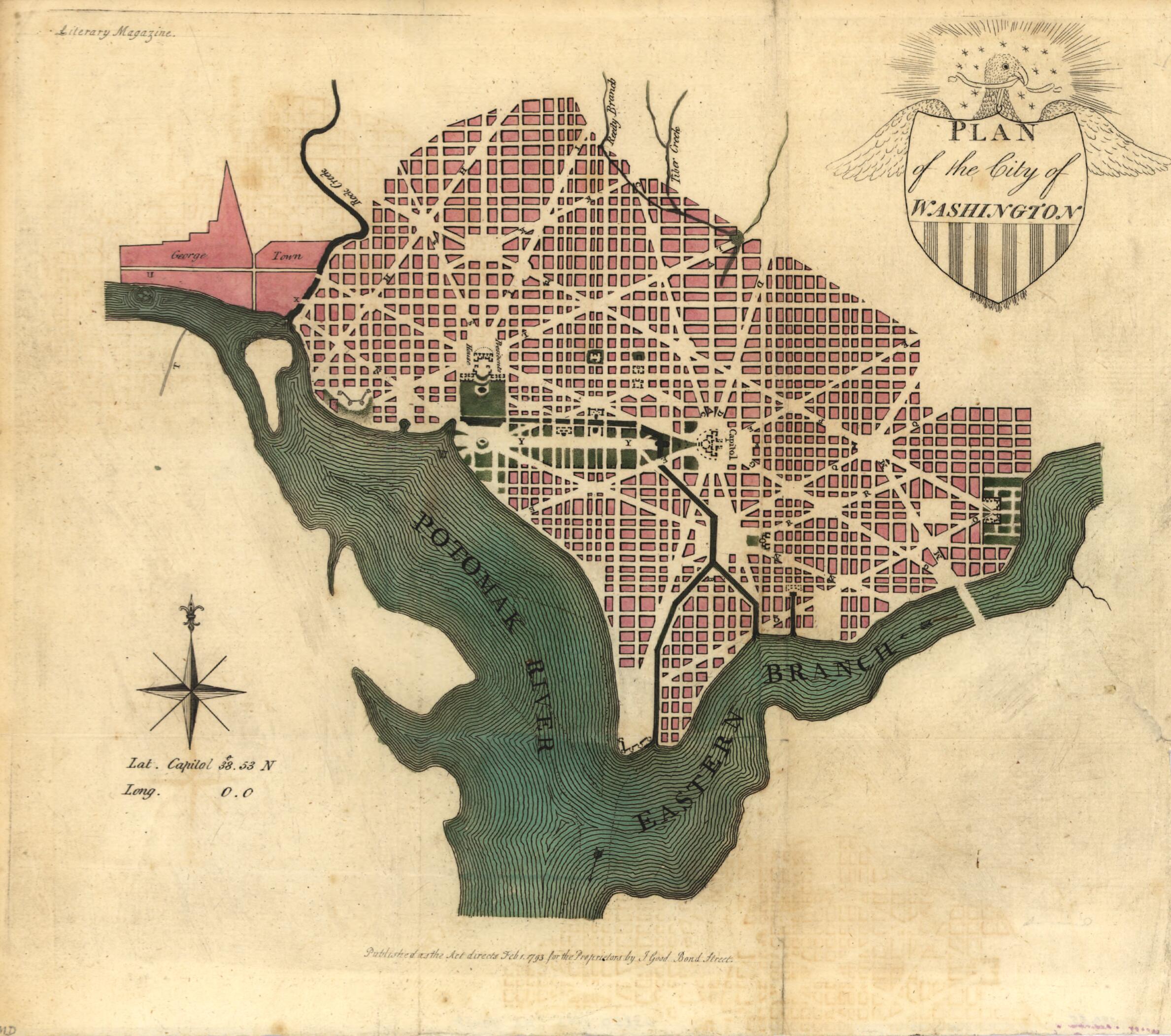 This old map of Plan of the City of Washington from 1793 was created by J. Good in 1793