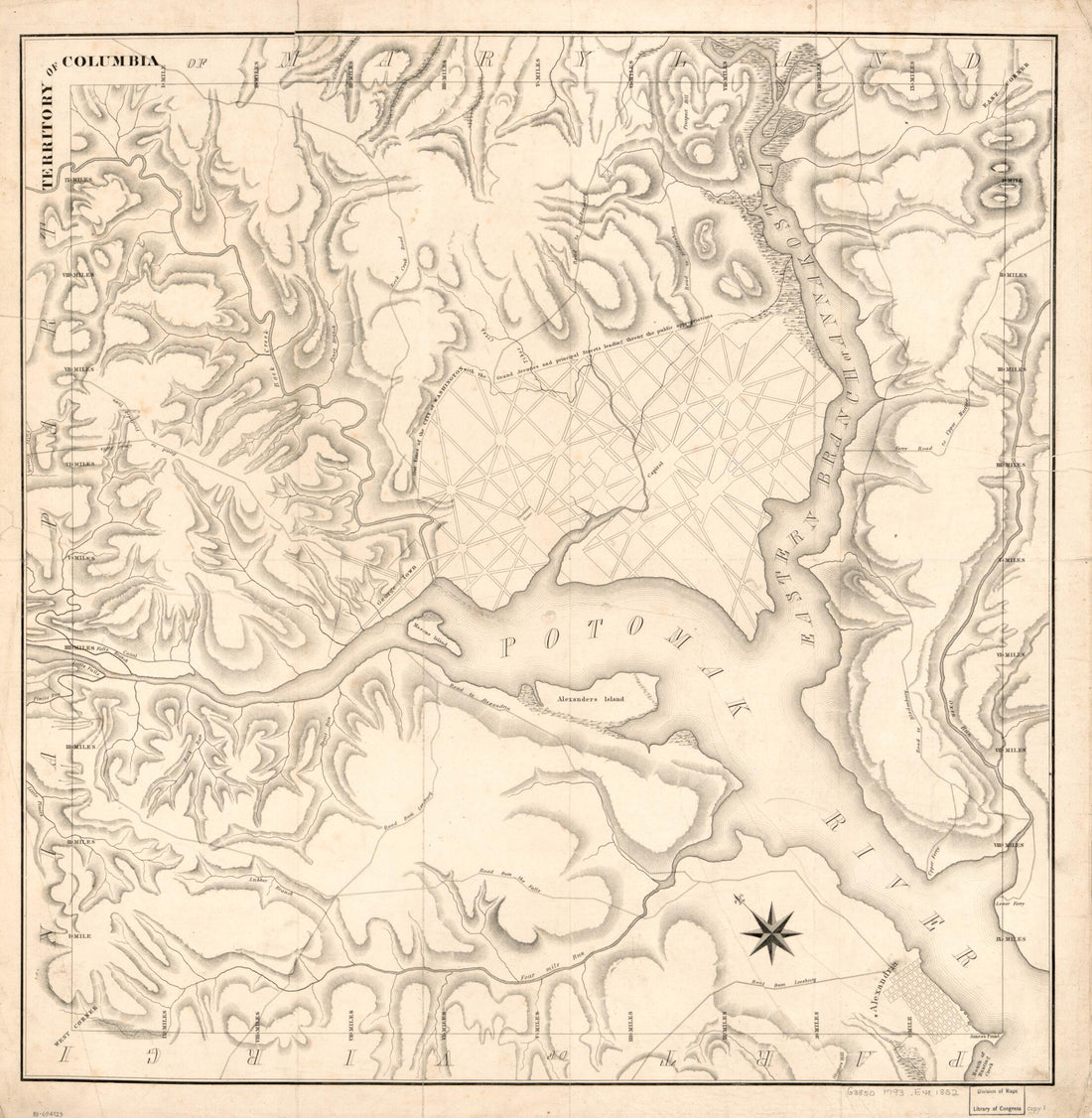 This old map of Territory of Columbia from 1793 was created by Andrew Ellicott in 1793