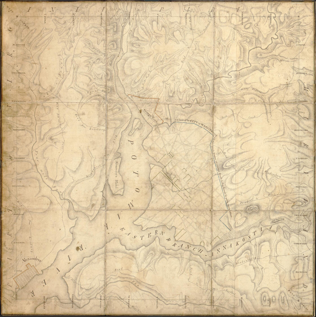 This old map of Territory of Columbia from 1793 was created by Andrew Ellicott in 1793