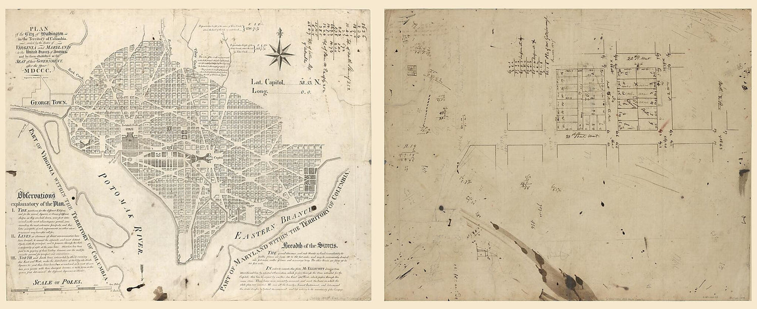 This old map of Plan of the City of Washington In the Territory of Columbia : Ceded by the States of Virginia and Maryland to the United States of America and by Them Established As the Seat of Their Government, After the Year MDCCC from 1792 was created