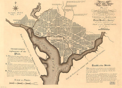 Plan of the City of Washington In the Territory of Columbia : Ceded by the States of Virginia and Maryland to the United States of America, and by Them Established As the Seat of Their Government, After the Year MDCCC 1792 by Relic Map Company
