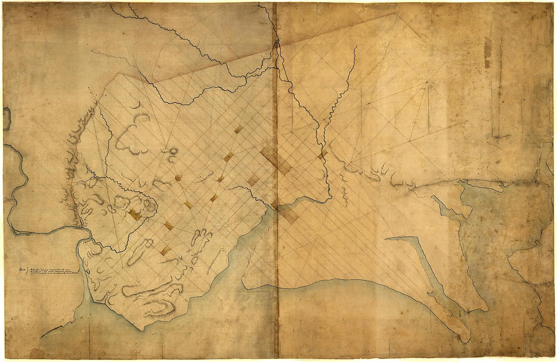 This old map of Dotted Line Map of Washington, D.C., from 1791, Before Aug. 19th was created by Pierre Charles L&