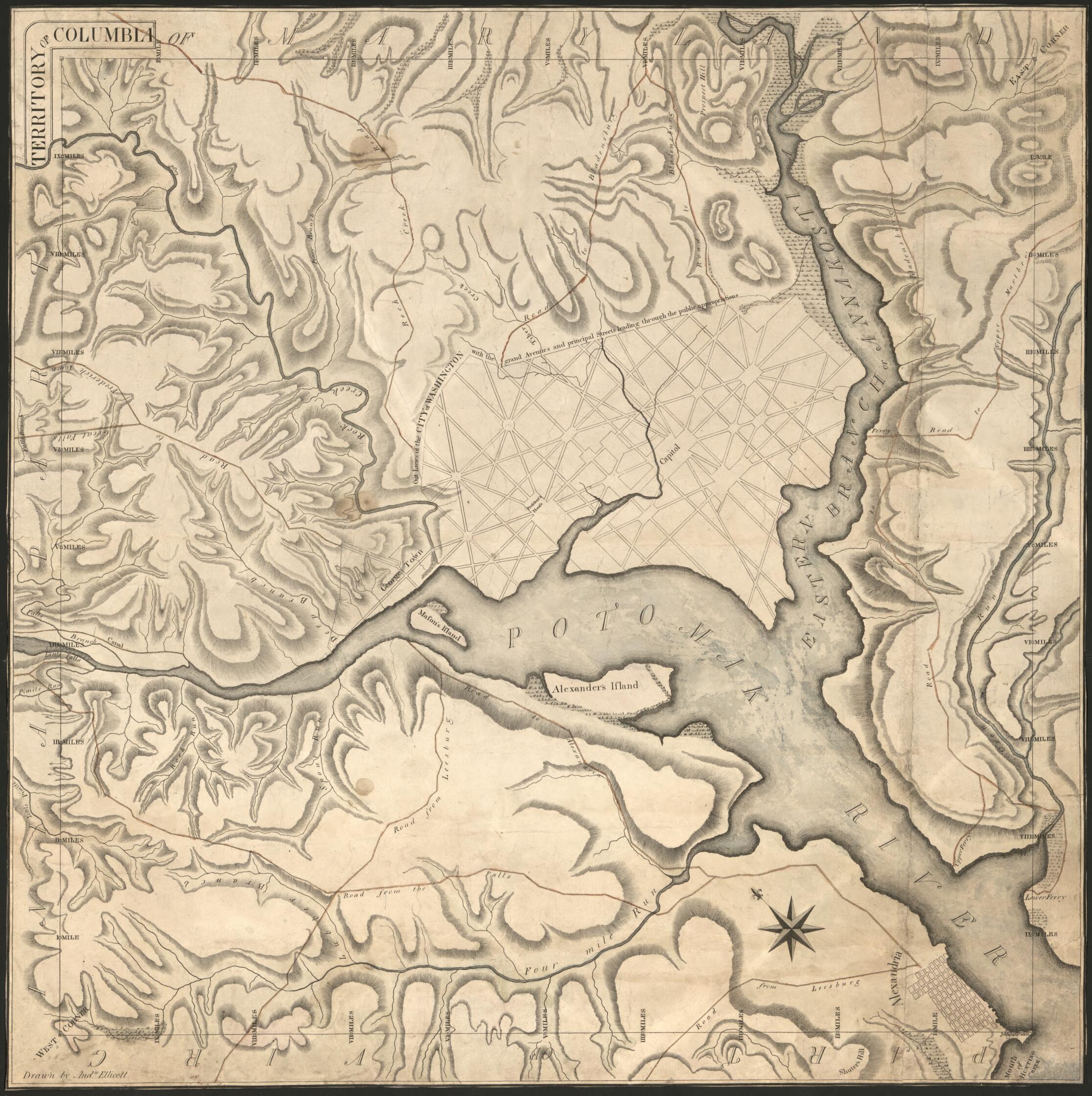 This old map of Territory of Columbia from 1794 was created by Andrew Ellicott in 1794