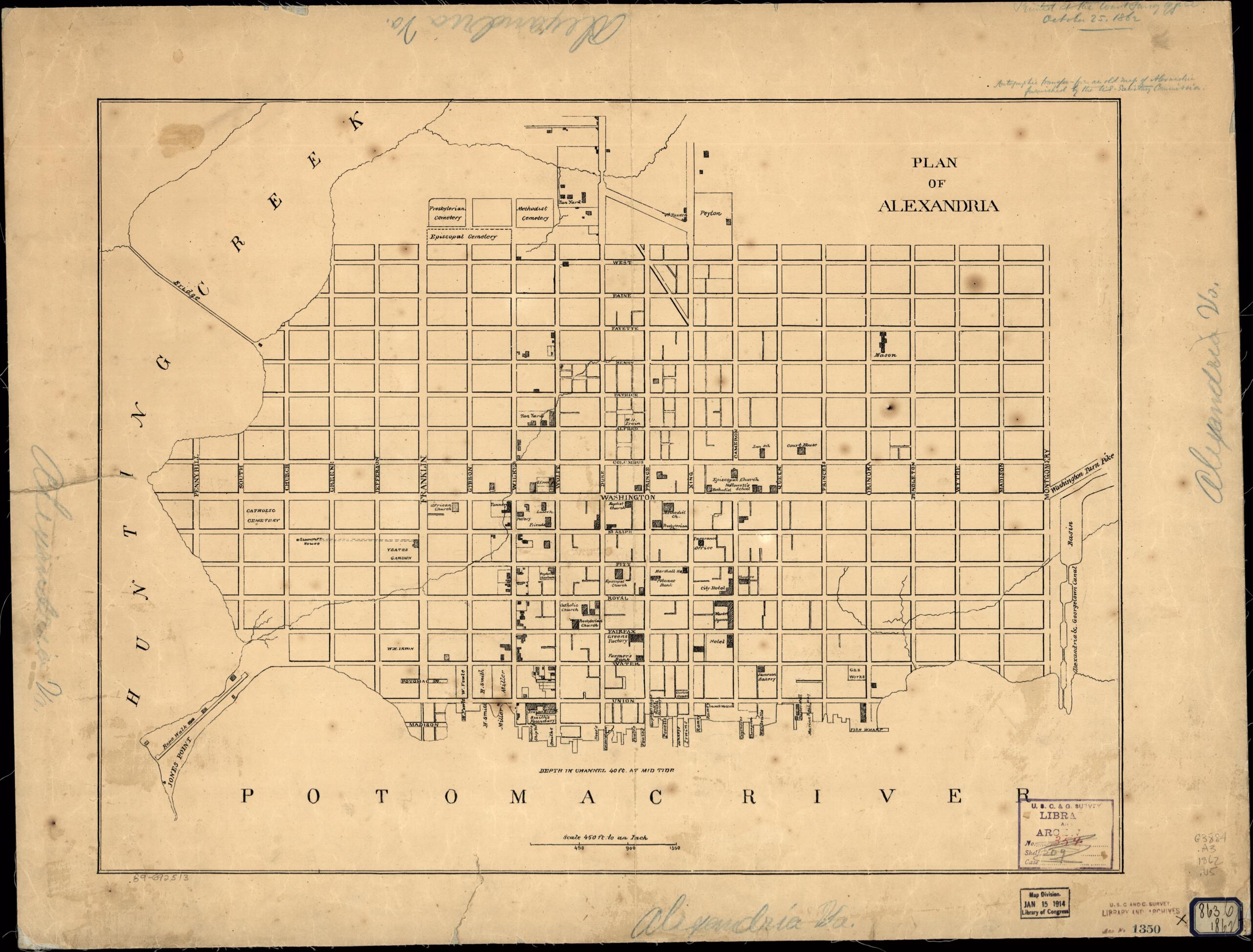 This old map of Plan of Alexandria from 1862 was created by  United States Coast Survey in 1862