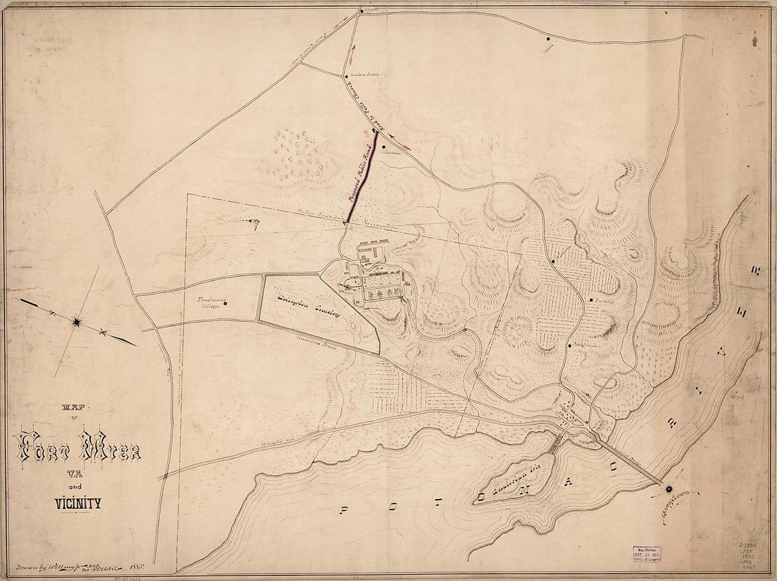 This old map of Map of Fort Myer, Va. and Vicinity from 1885 was created by W. Morey in 1885