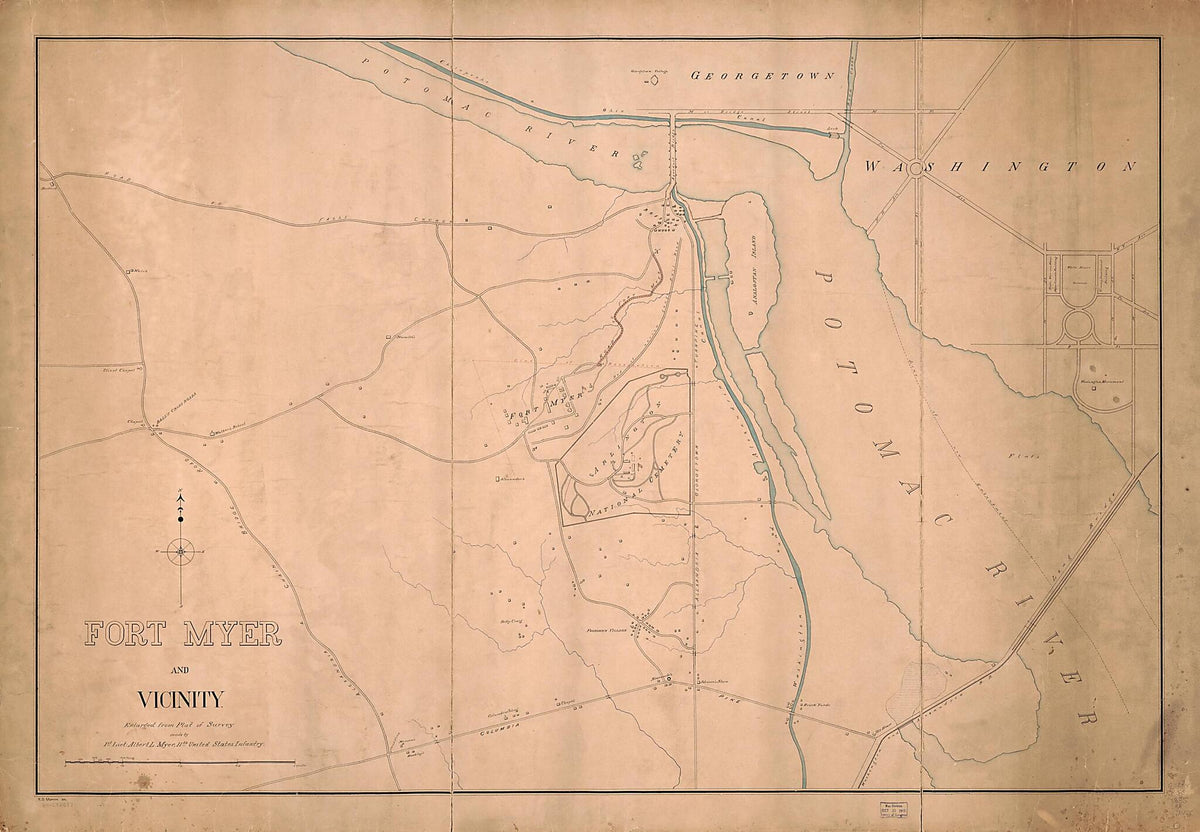 Fort Myer and Vicinity 1885 by Relic Map Company
