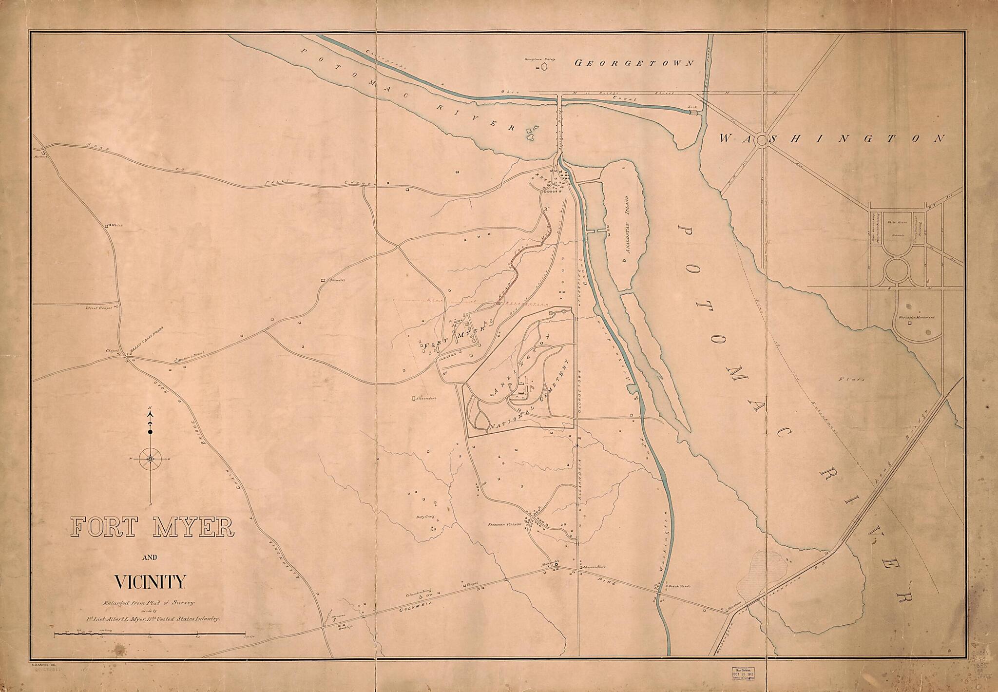 This old map of Fort Myer and Vicinity from 1885 was created by R. D. Meston, Albert L. Myer in 1885