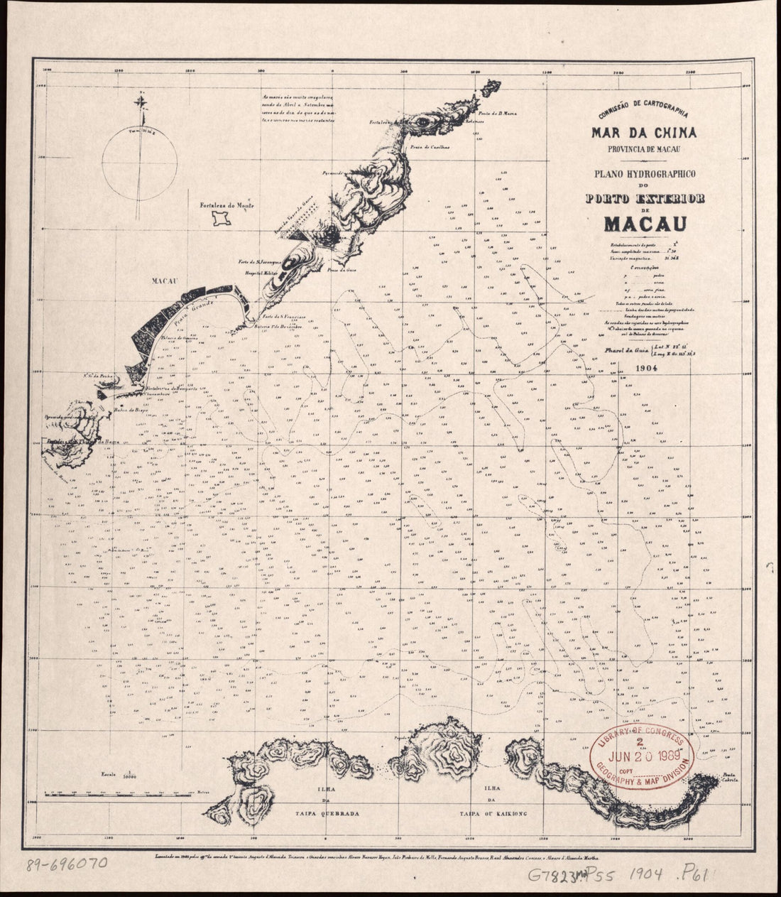 This old map of Mar Da China, Provincia De Macau ; Plano Hydrográphico sic Do Pôrto Exterior De Macau from 1904 was created by  Portugal. Comissão De Cartografia Das Colónias in 1904