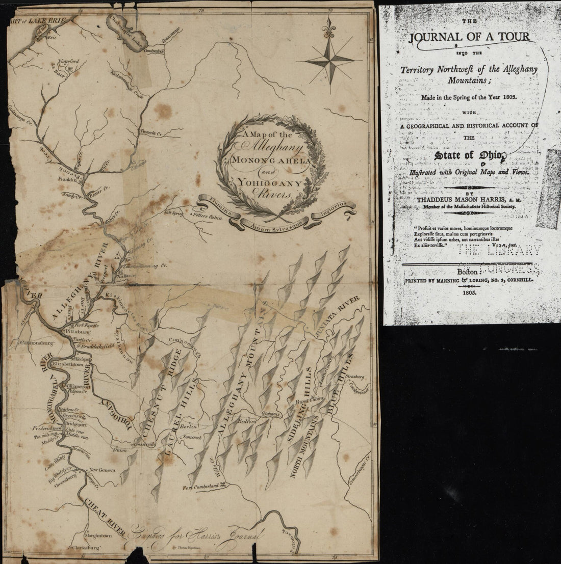 This old map of A Map of the Alleghany, Monongahela, and Yohiogany Rivers from 1803 was created by Thaddeus Mason Harris, Thomas Wightman in 1803