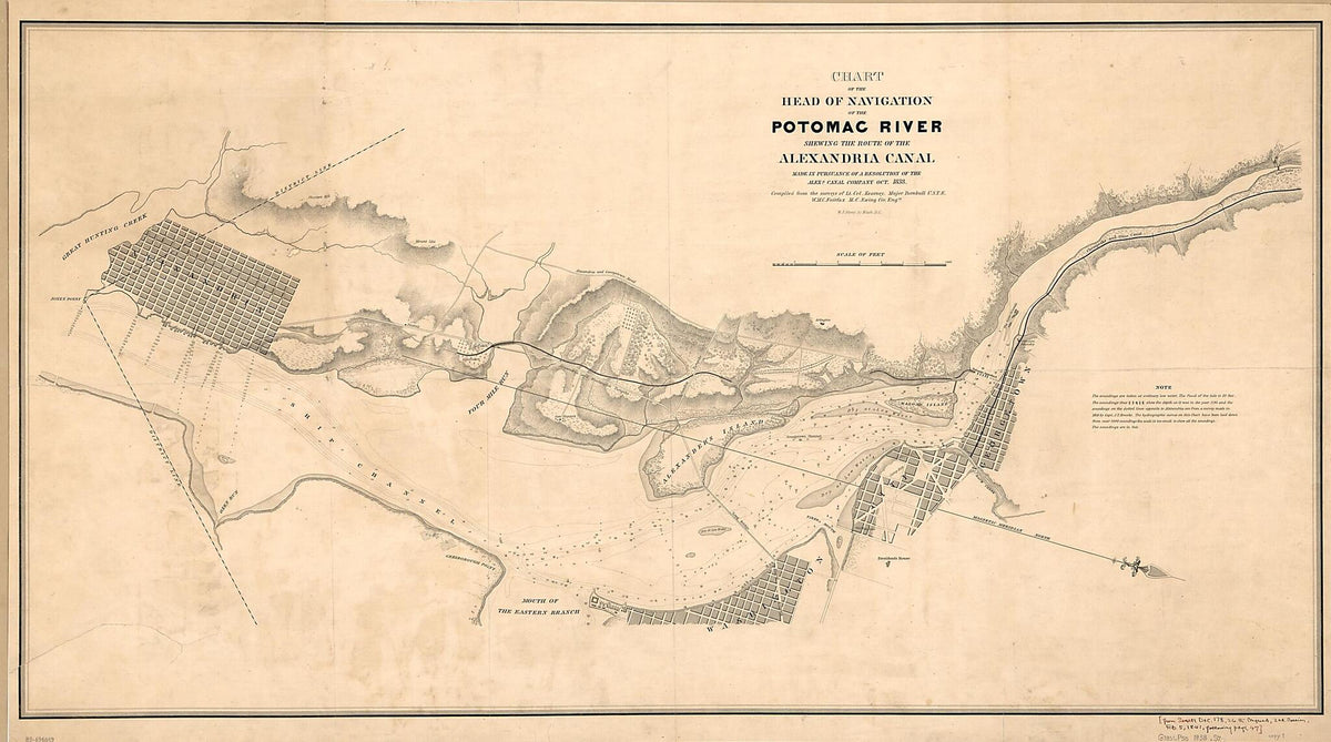 Chart of the Head of Navigation of the Potomac River Shewing the Route of the Alexandria Canal : Made In Pursuance of a Resolution of the Alex&