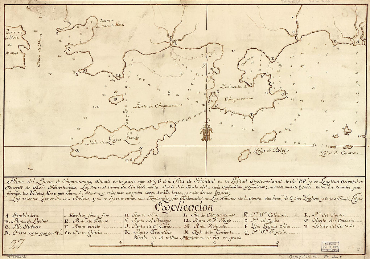 Plano Del Puerto De Chaguaramas, Situado En La Parte Mas N. Y O. De La Ysla De Trinidad En La Latitud Septemtrional De 10⁰36ʹ Y En Longitud Oriental De Tenerife De 315⁰ 1700 by Relic Map Company