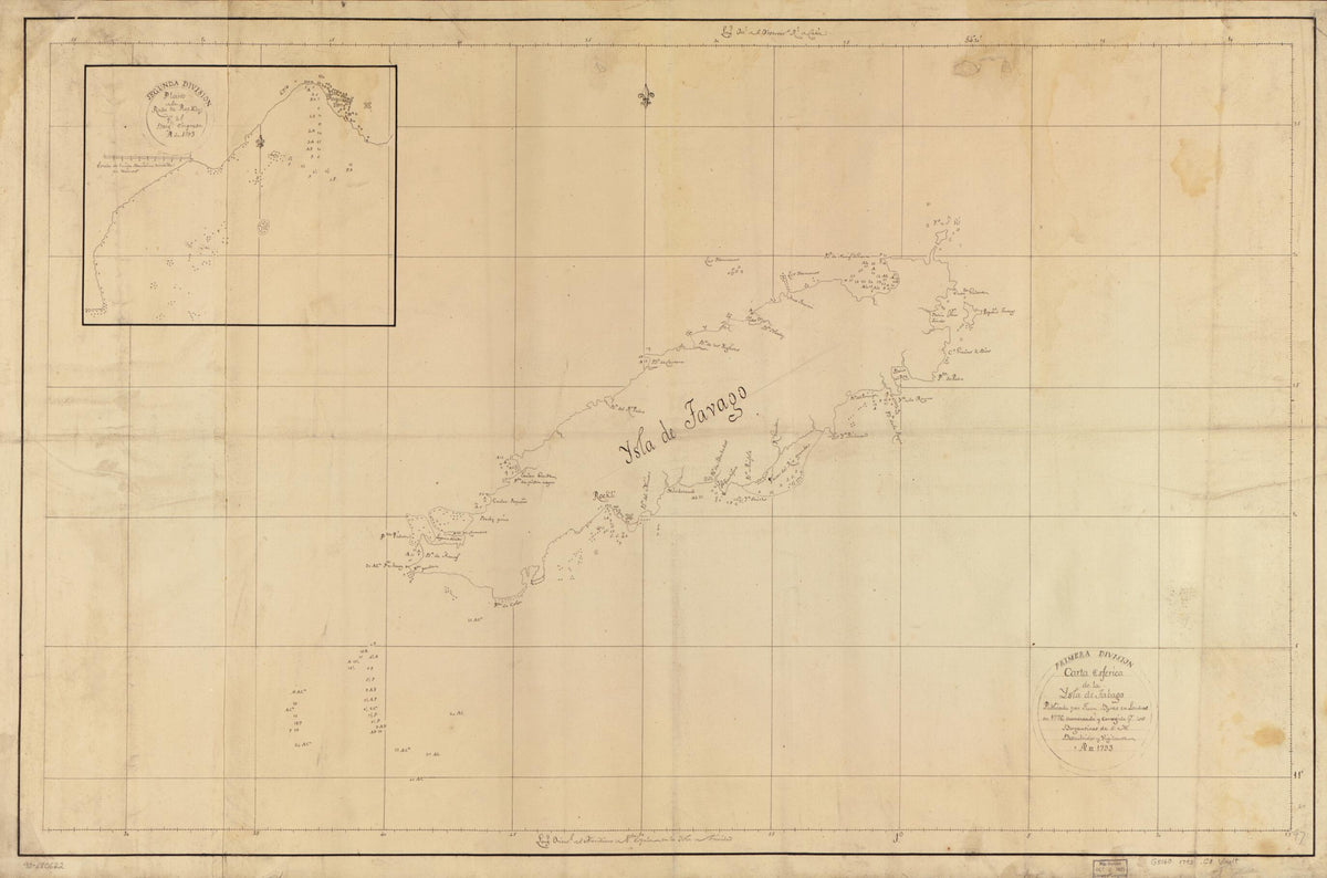 Carta Esférica De La Ysla De Tabago 1793 by Relic Map Company