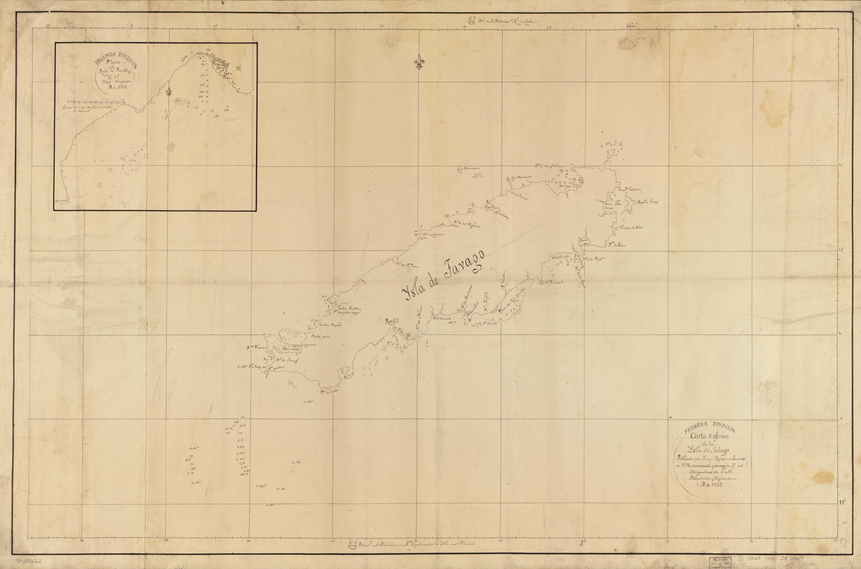 This old map of Carta Esférica De La Ysla De Tabago from 1793 was created by  in 1793