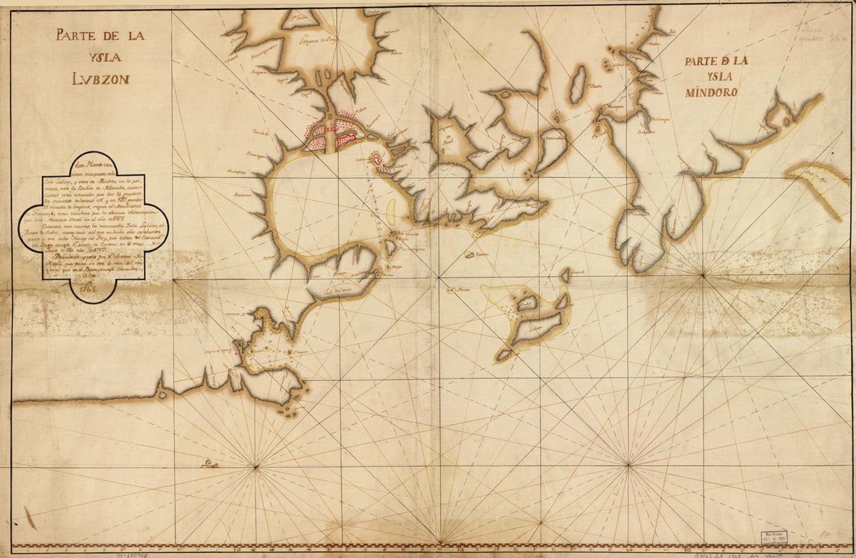 Este Plano Con Tiene Una Parte De La Ysla Lubzon Y Otra De Mindoro En La Primora, Esta La Bahía De Manila, Cuia Ciudad, Estacituada Por Los 14 Grados 30 Minutos De Latitud N. Y En 137 Grados 21 Minutos De Longitud, Segun El Meridiano De Thenerife, Co... by Relic Map Company
