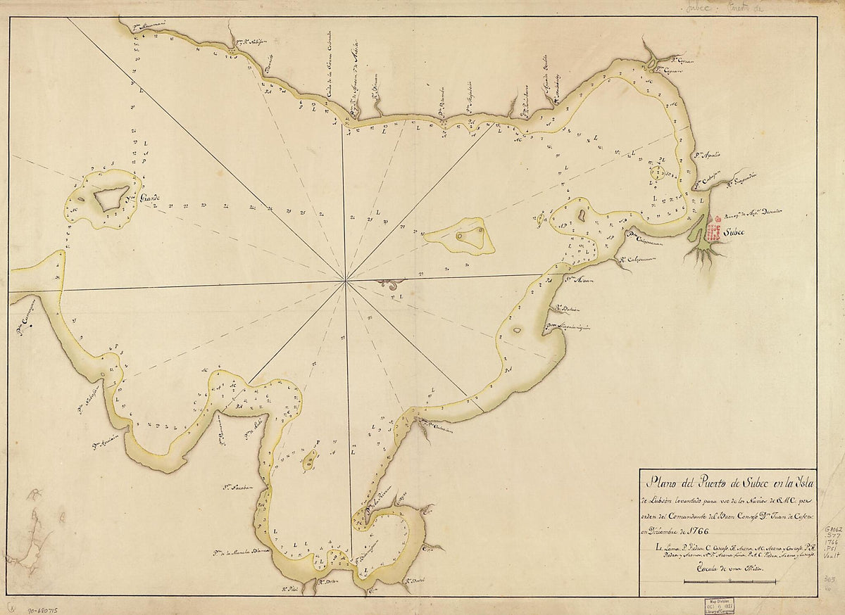 Plano Del Puerto De Subec En La Ysla De Lubson 1766 by Relic Map Company