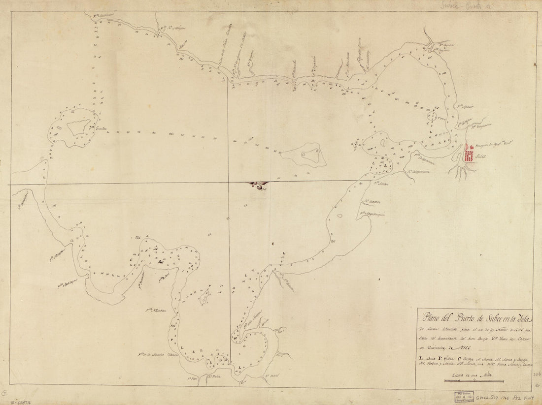 This old map of Plano Del Puerto De Subec En La Ysla De Ludson from 1766 was created by  in 1766