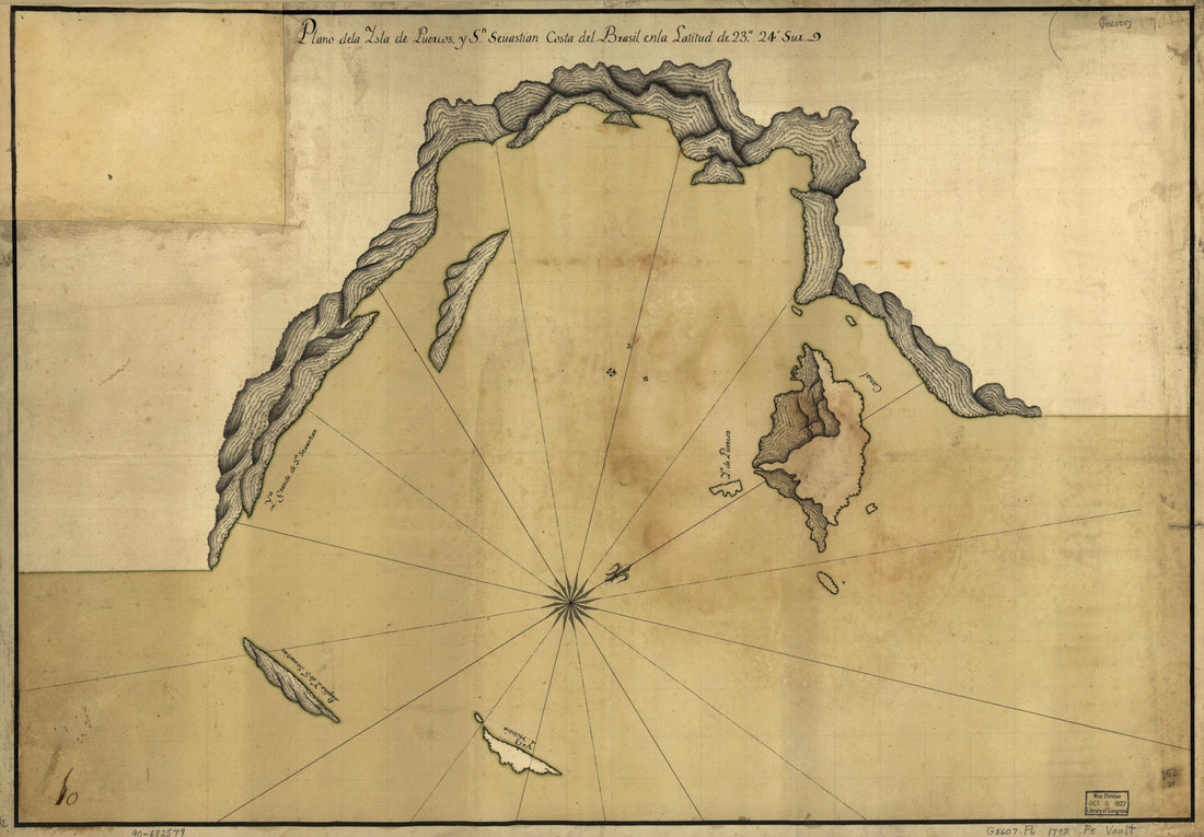 This old map of Plano De La Ysla De Puercos Y Sn. Seuastian, Costa Del Brasil, En La Latitutd De 23⁰ 24ʹ Sur from 1792 was created by  in 1792