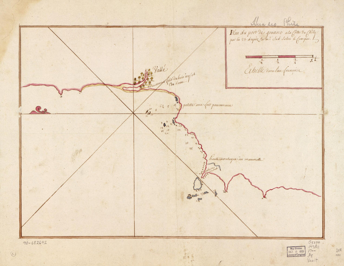 This old map of Plan Du Port De Gouasco a La Côtte Du Chily Par Les 28 Degréz 30 M. Sud Selon Le Compas from 1700 was created by  in 1700