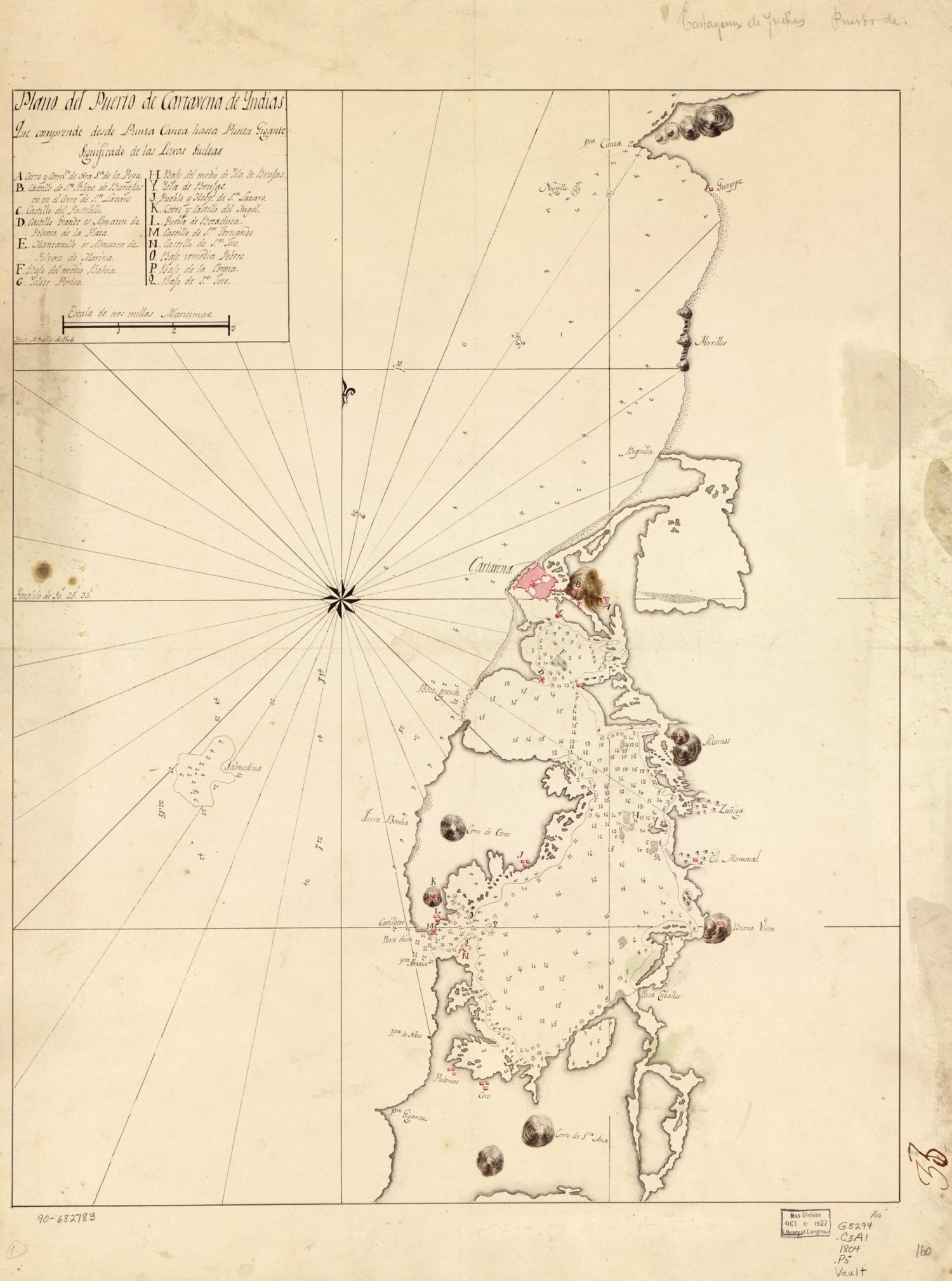 This old map of Plano Del Puerto De Cartavena De Yndias from 1804 was created by  in 1804