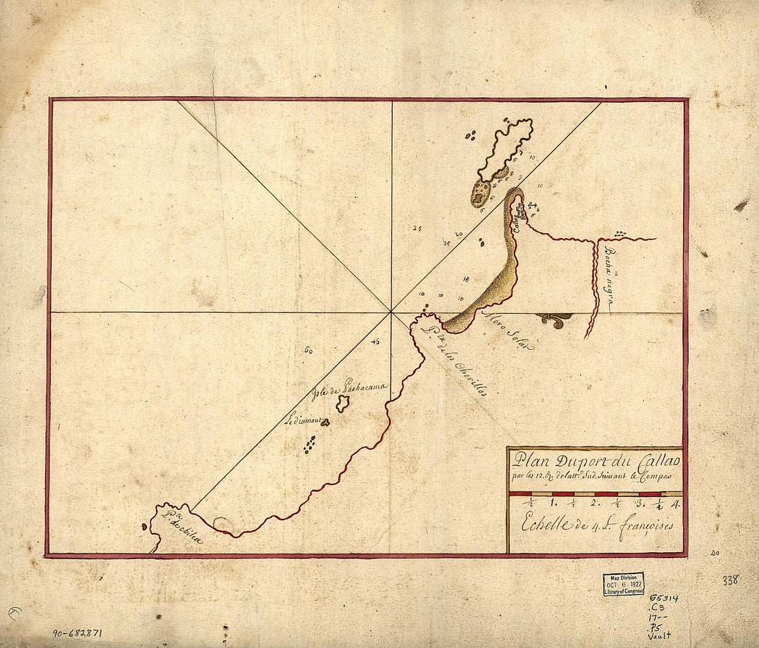 This old map of Plan Du Port Du Callao Par Les 12. D. De Latt. Sud Suiuant Le Compas from 1700 was created by  in 1700