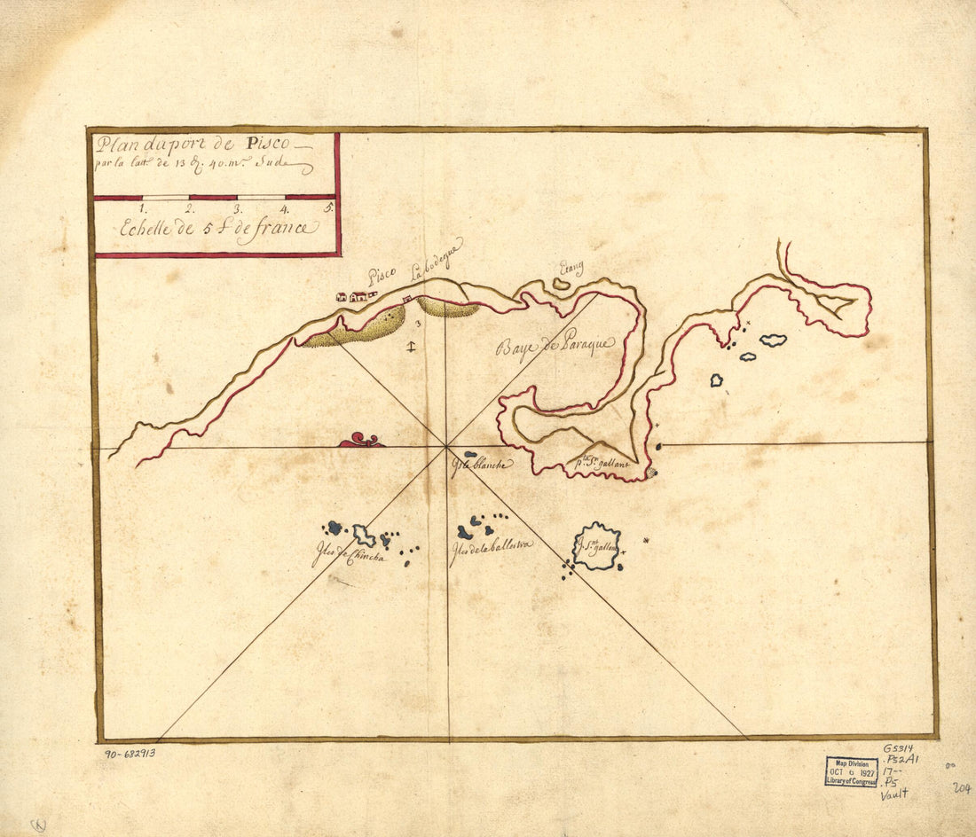 This old map of Plan Du Port De Pisco Par La Latt. De 13 G. 40. M. Sud from 1700 was created by  in 1700