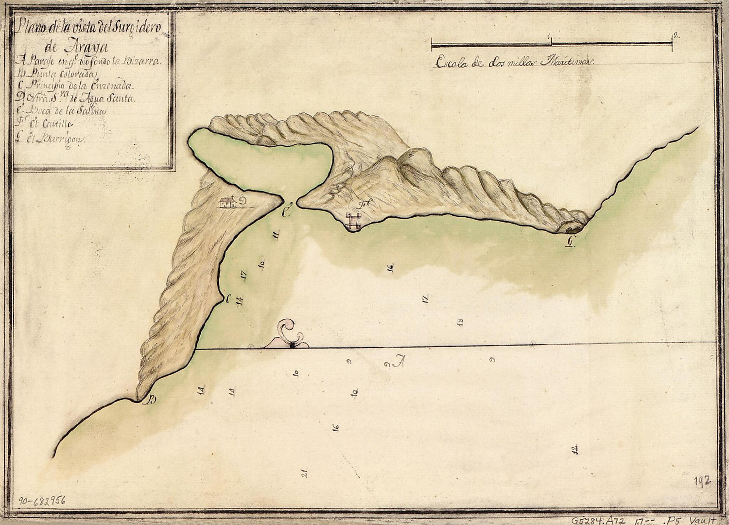 This old map of Plano De La Vista Del Surgidero De Araya from 1700 was created by  in 1700