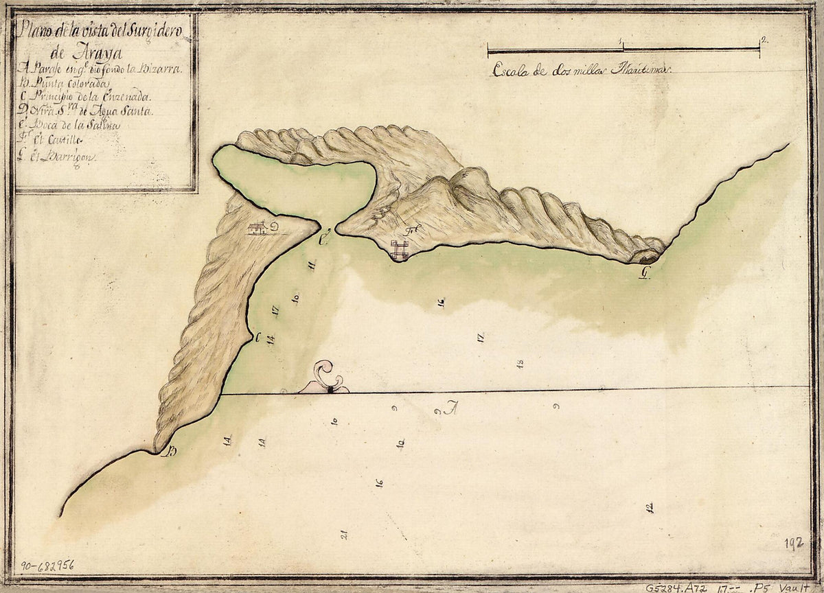 Plano De La Vista Del Surgidero De Araya 1700 by Relic Map Company