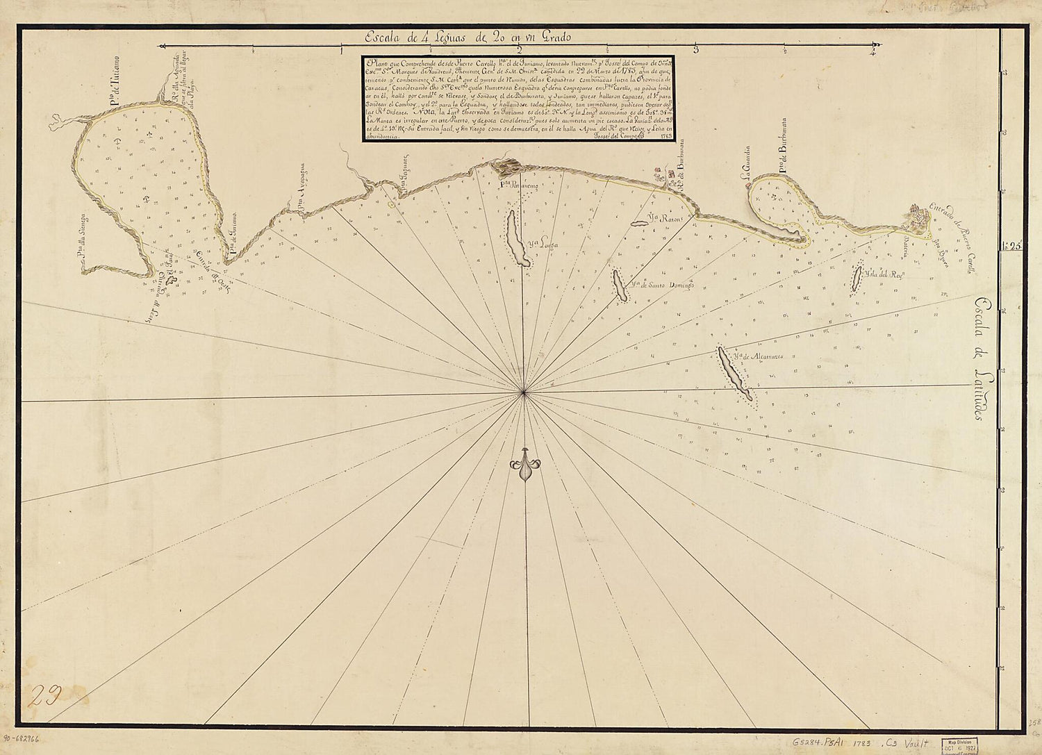 This old map of Plano Que Comprehende Desde Puerto Cavello Hta. El De Turiamo from 1783 was created by Josef Del Campo in 1783