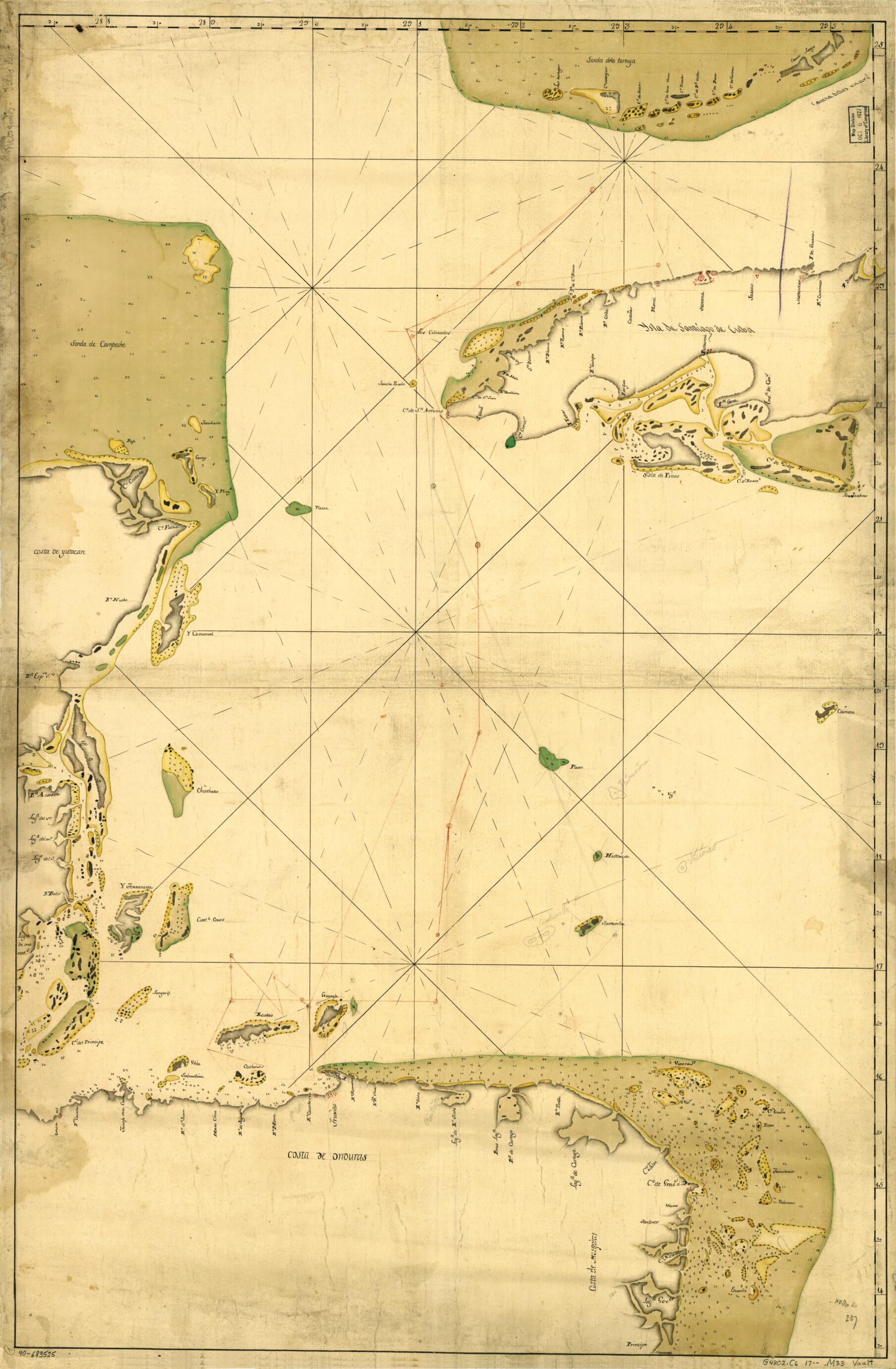 This old map of Map Showing Portion of the Caribbean Sea from Florida Keys to Nicaragua from 1700 was created by  in 1700