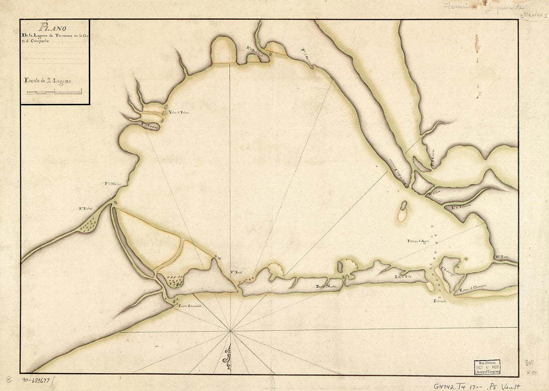 This old map of Plano De La Laguna De Términos En La Costa D. Campeche from 1700 was created by  in 1700