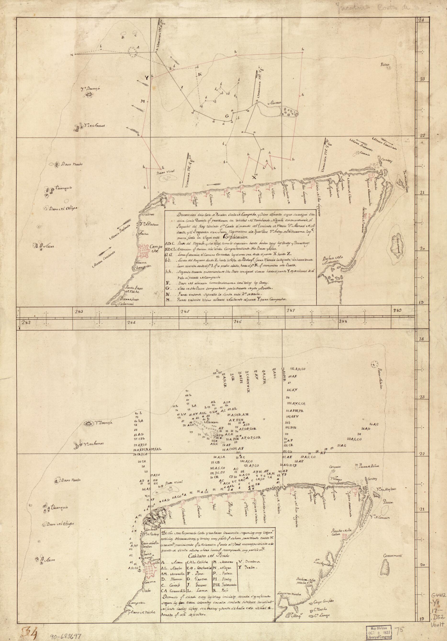 This old map of Map Showing Coast of Northern Yucatán Peninsula from 1700 was created by  in 1700