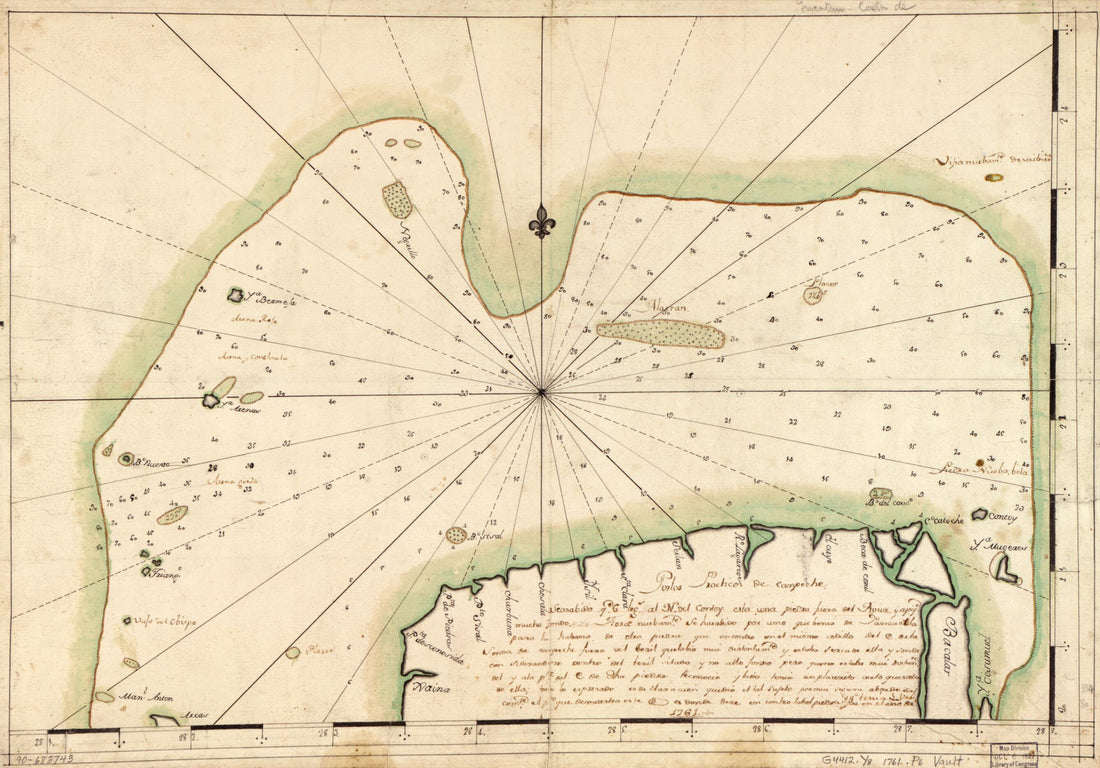 This old map of Portos Practicos De Canpeche sic from 1761 was created by  in 1761
