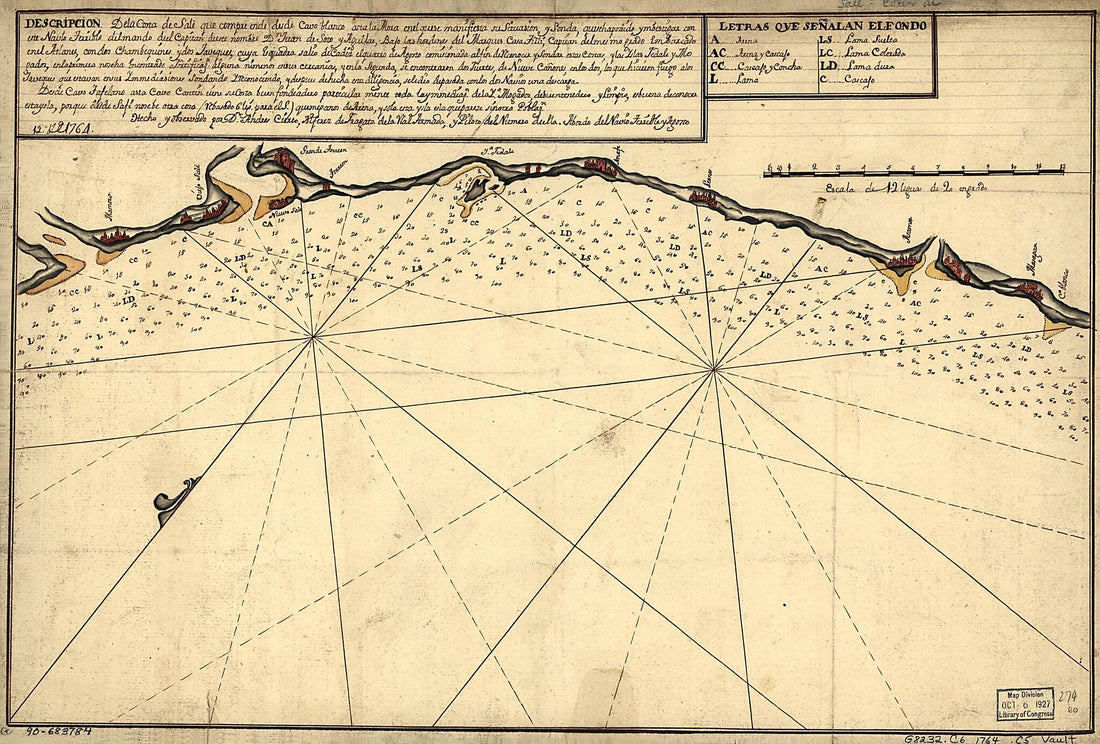 This old map of Descripción De La Costa De Salé Que Comprende Desde Cavo Blanco  from 1764 was created by Andres Cierto in 1764