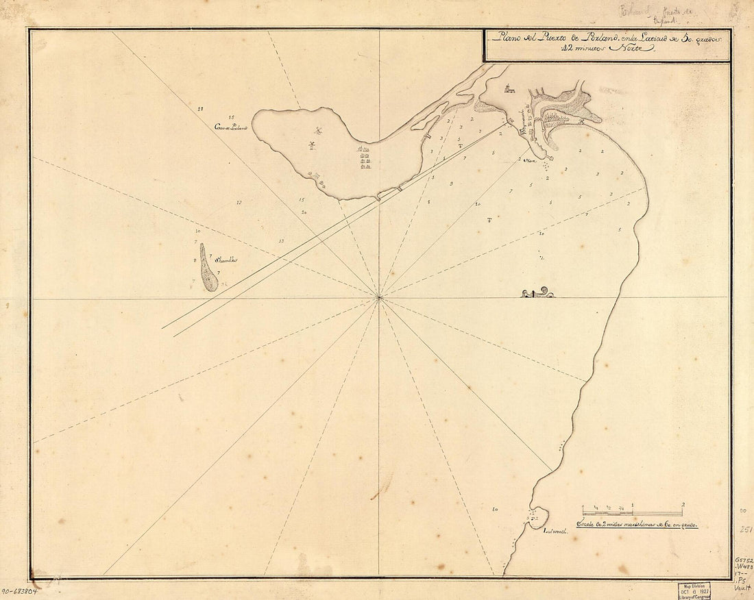 This old map of Plano Del Puerto De Porland En La Latitud De 50 Grados 42 Minutos Norte from 1700 was created by  in 1700