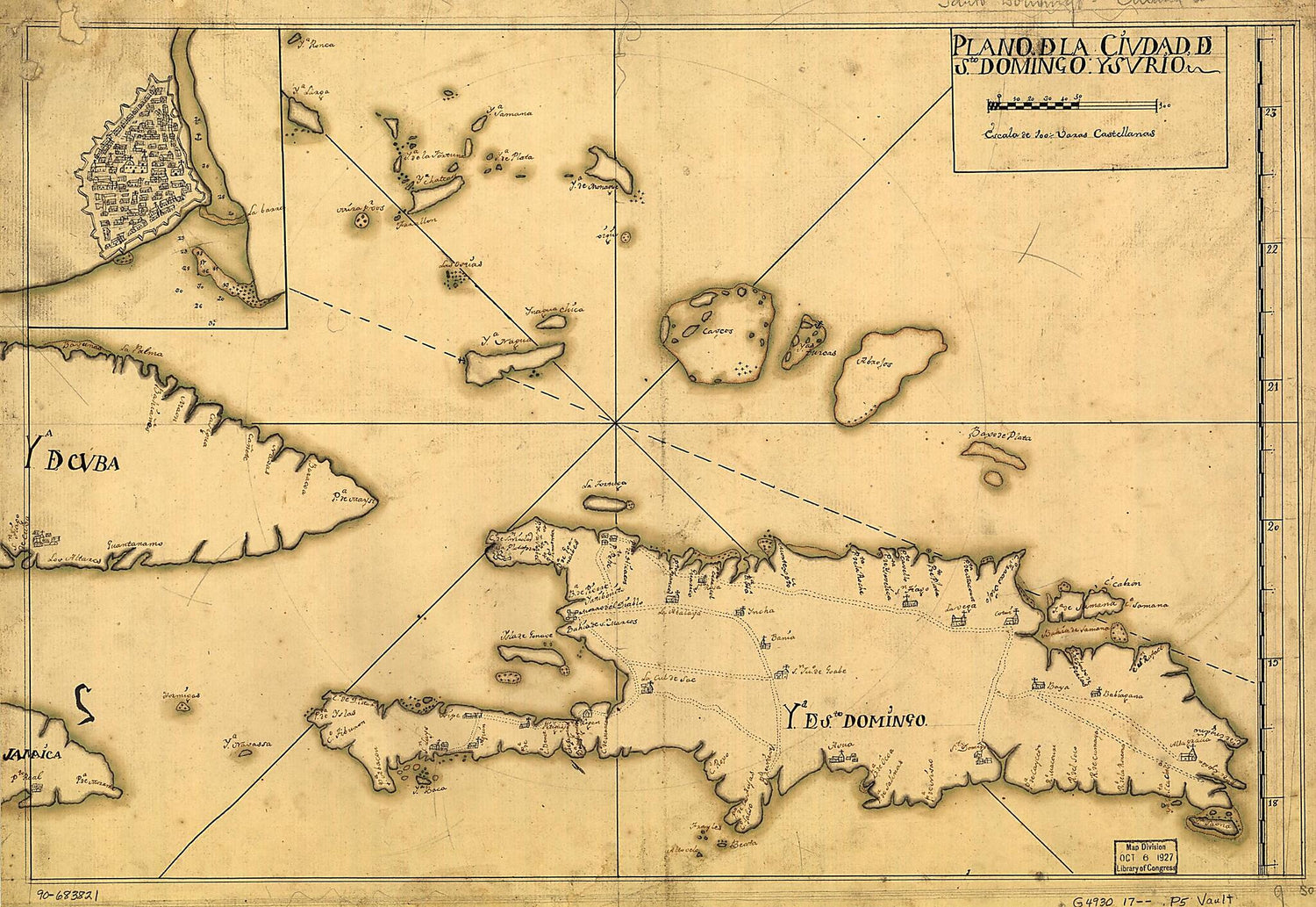 This old map of Plano De La Ciudad De Sto. Domingo Y Su Río from 1700 was created by  in 1700