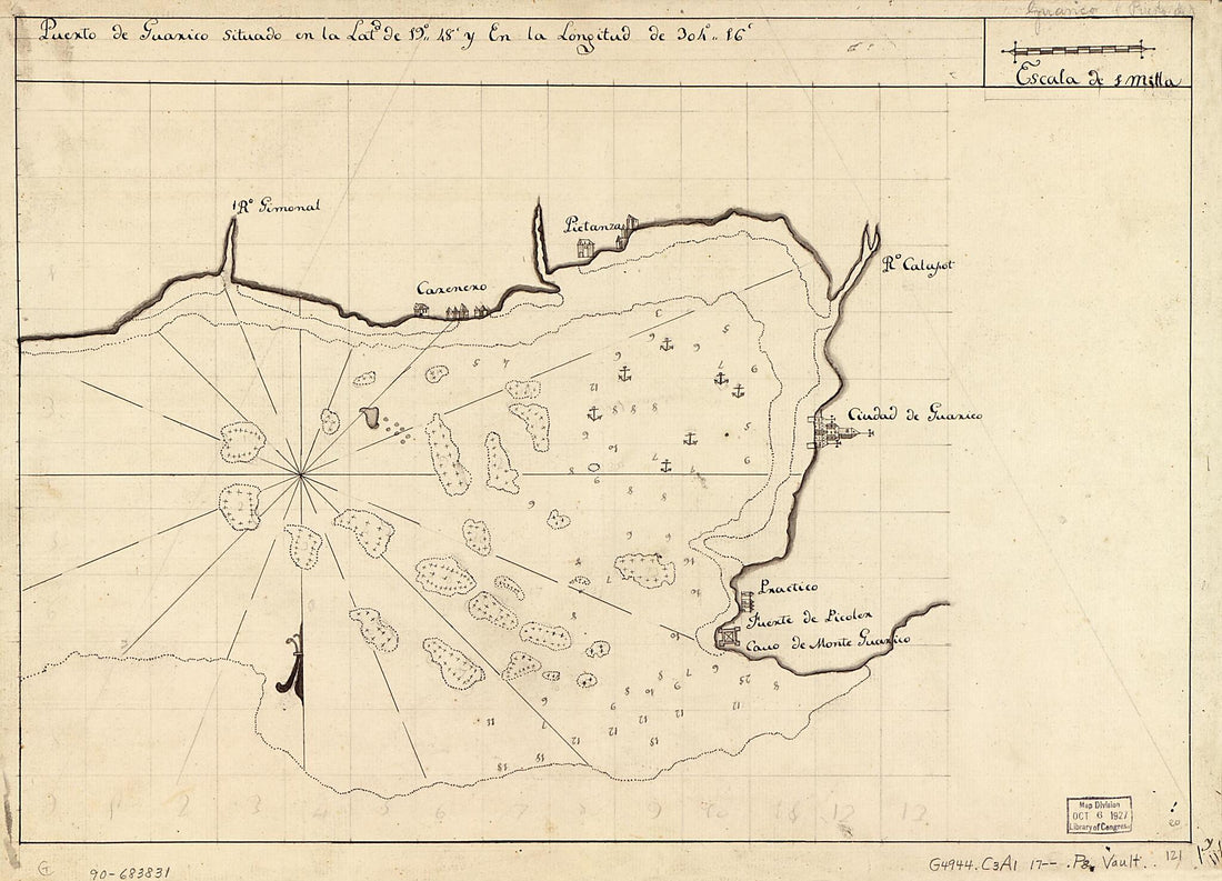 This old map of Puerto De Guárico Situado En La Latd. De 19°48ʹ Y En Longitud De 304°16ʹ from 1700 was created by  in 1700