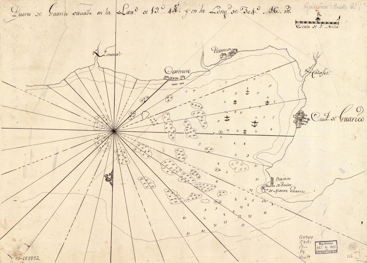 Puerto De Guárico Situado En La Lattd. De 19°48ʹ Y En La Longd. De 304°16 Ms 1700 by Relic Map Company