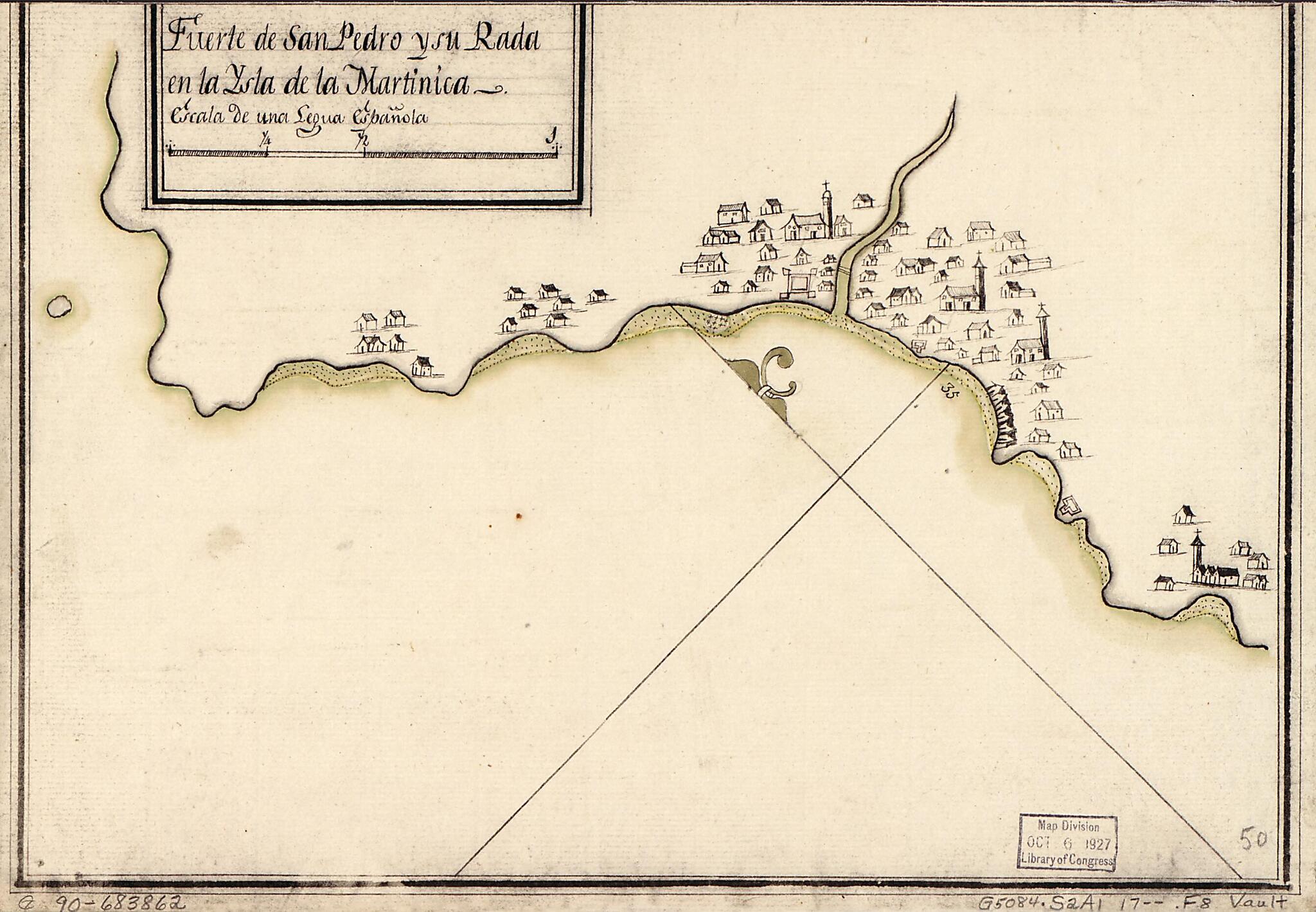 This old map of Fuerte De San Pedro Y Su Rada En La Ysla De La Martinica from 1700 was created by  in 1700