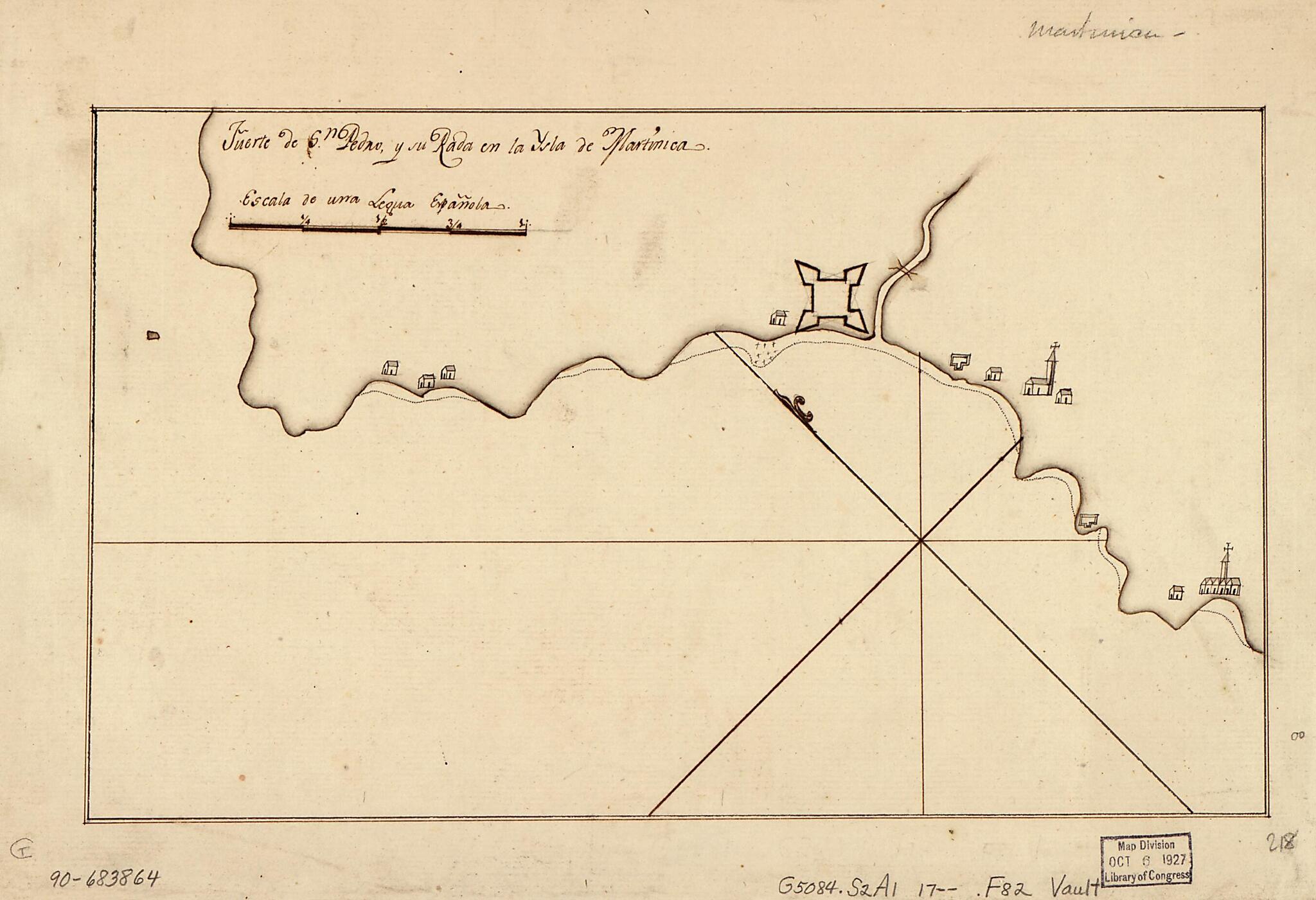 This old map of Fuerte De Sn. Pedro Y Su Rada En La Ysla De Martinica from 1700 was created by  in 1700